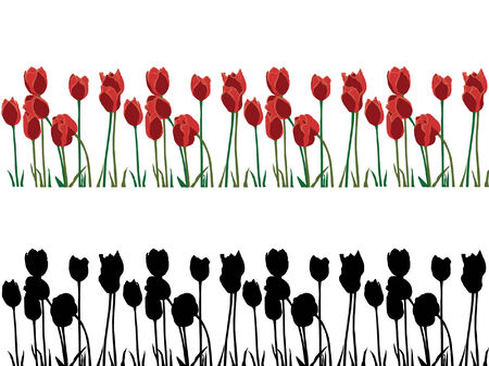 tulips set in black and redのイラスト素材