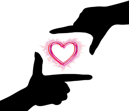 hands silhouettes of heartのイラスト素材
