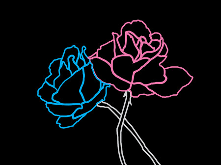 boy and girl roses contourのイラスト素材