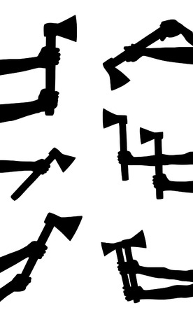 hands with axe symbol of workのイラスト素材