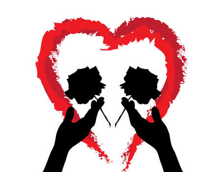 hands, roses and heart, symbols of loveのイラスト素材