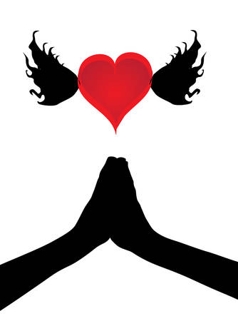 hands caring heart symbol of protectionのイラスト素材