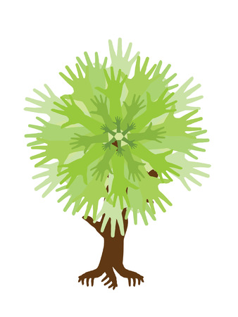 abstract hand tree symbol of diversityのイラスト素材