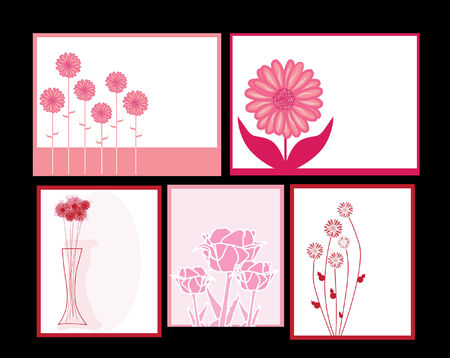 set of pink floral invitations for life eventsのイラスト素材