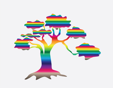 multicolor abstract tree in rainbow colors, symbol of natureのイラスト素材