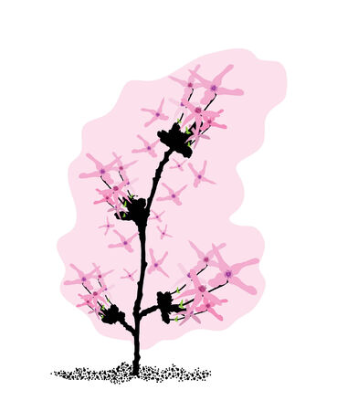 abstract pink floral tree, symbol of natureのイラスト素材