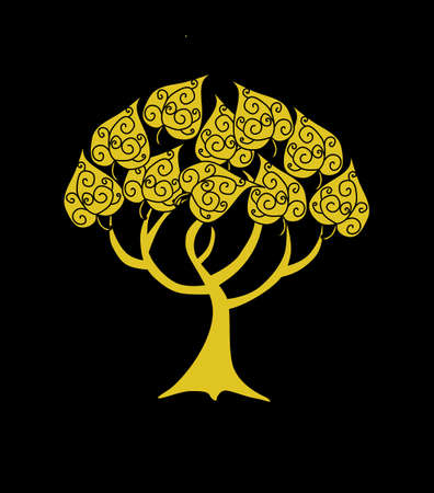 abstract golden tree, symbol of natureのイラスト素材