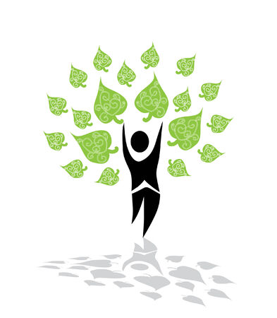 abstract tree made by human silhouette, symbol of life and natureのイラスト素材