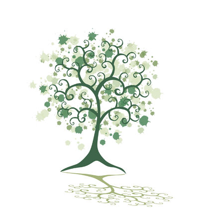 abstract tree in green colors, symbol of natureのイラスト素材