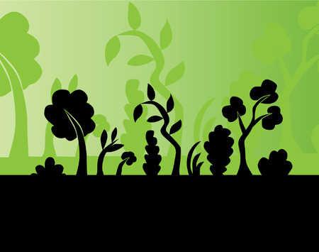 abstract trees and grass silhouettes, symbol of natureのイラスト素材