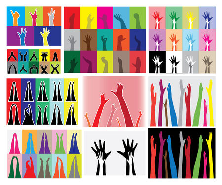 human hands and legs silhouettes, design elementsのイラスト素材