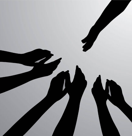 human hands silhouettes, symbol of people help and protectionのイラスト素材