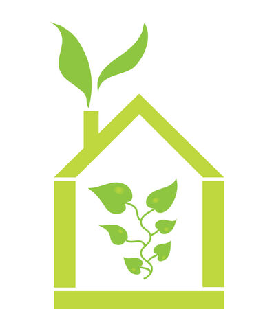 nature protection concept with green plant and green houseのイラスト素材