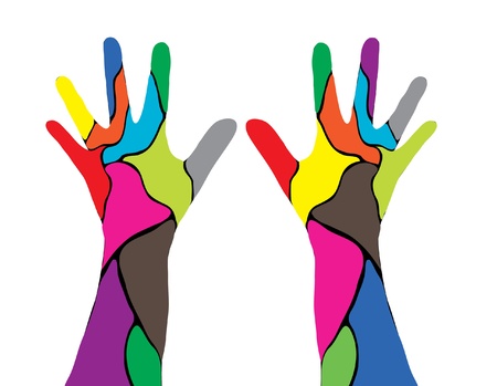 abstract human hands, symbol of diversityのイラスト素材