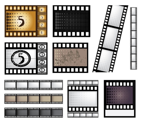 vector film strip set with elements for your designのイラスト素材