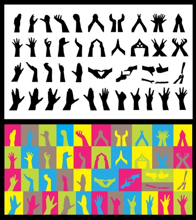 set of 82 human hand silhouettes for your designのイラスト素材