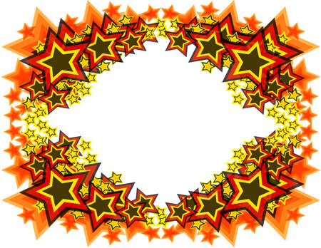 abstract invitation for life events with place for text, with orange red yellow starsのイラスト素材