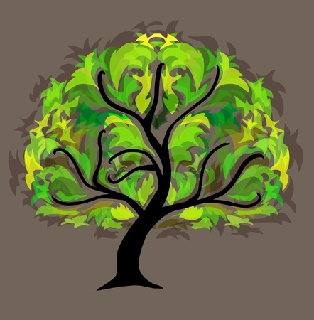 abstract green tree, symbol of natureのイラスト素材