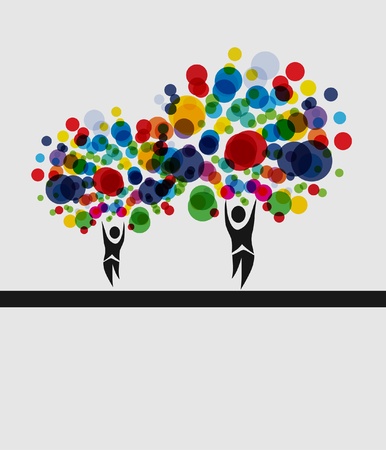 human tree invitation for life events with place for textのイラスト素材