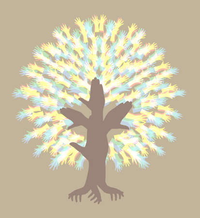abstract hand tree, symbol of nature protectionのイラスト素材