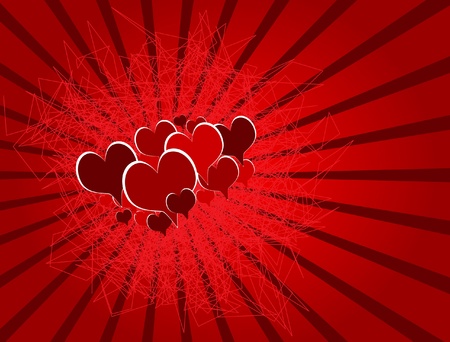 romantic invitation for life events with red hearts and space for textのイラスト素材