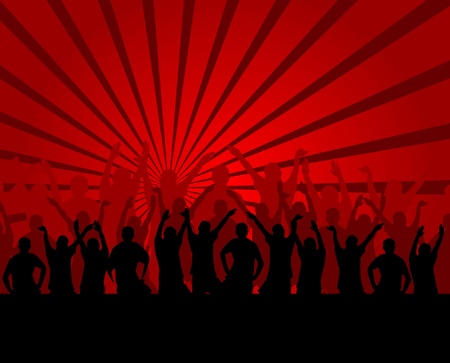 people silhouettes celebrating at the discoのイラスト素材