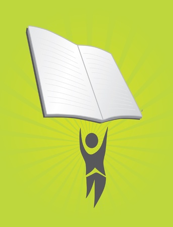 abstract human silhouette with open book, education conceptのイラスト素材