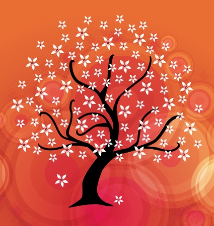 abstract floral tree, symbol of natureのイラスト素材