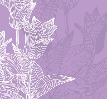 hand drawn floral invitation for life events with place for text, in violet white colorsのイラスト素材