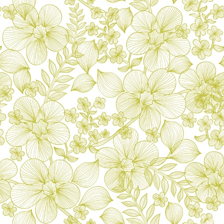 elegant seamless pattern with beautiful green flowers for your designのイラスト素材
