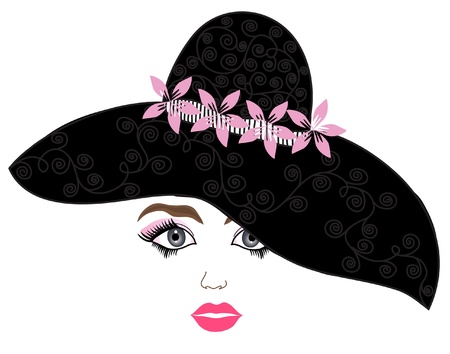 elegant fashion girl with black hat for your design のイラスト素材