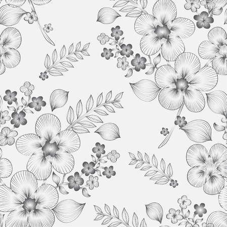 elegant seamless pattern with abstract gray flowers for your designのイラスト素材