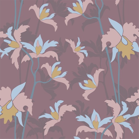 elegant seamless pattern with orchid flowers for your designのイラスト素材