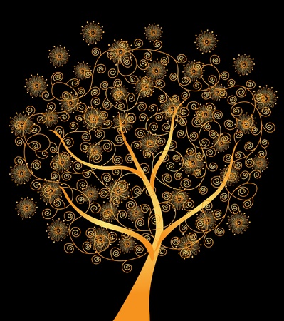 abstract golden tree, symbol of natureのイラスト素材