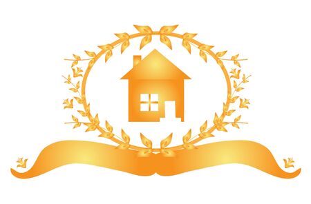 golden floral banner, home protection conceptのイラスト素材