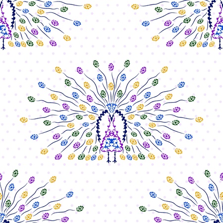 elegant seamless pattern with decorative peacocks for your designのイラスト素材