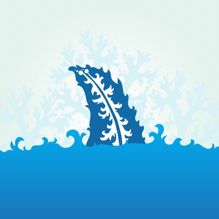 hand drawn decorative shark fin in the water, design elementのイラスト素材