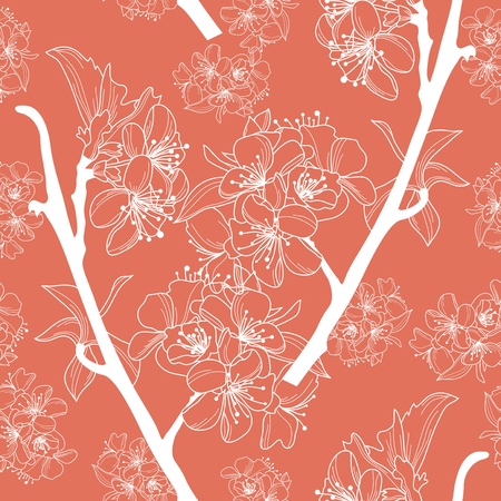 elegant seamless pattern with cherry blossomのイラスト素材
