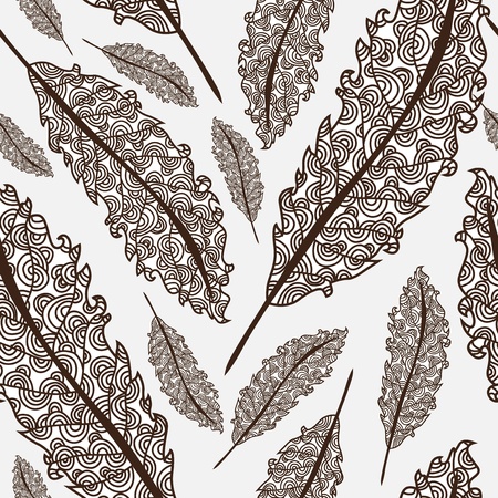 elegant seamless pattern with decorative feathers for your designのイラスト素材