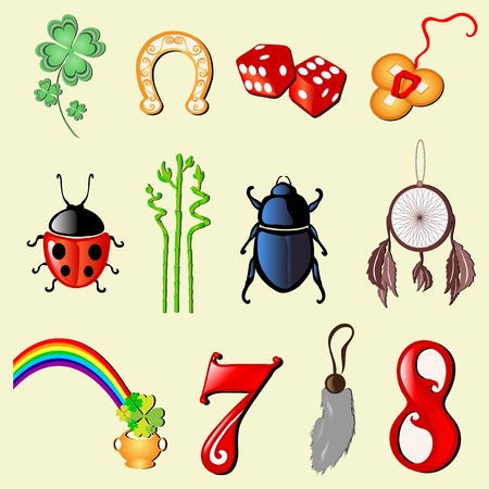 set of 12 principal symbols of luckのイラスト素材