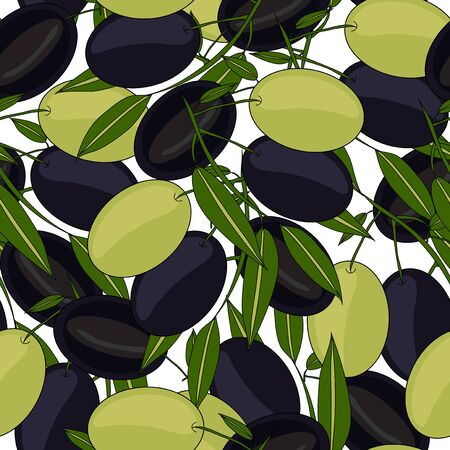 elegant seamless pattern with olive branches のイラスト素材