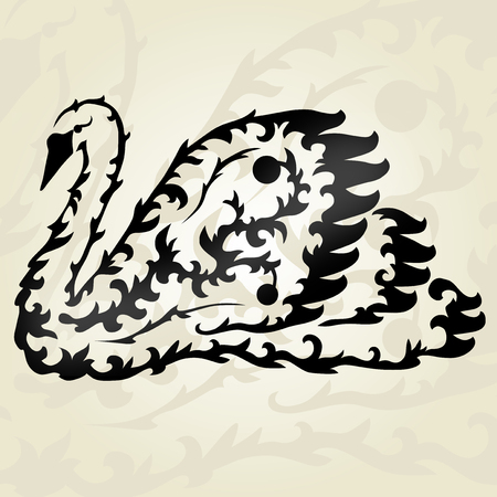 hand drawn decorative swan, design elementのイラスト素材