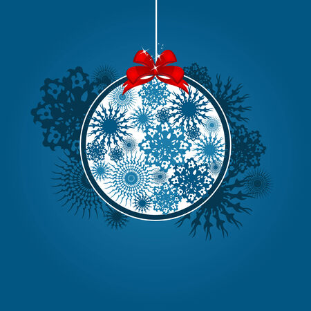 elegant Christmas and New Year invitation with decorative Christmas ball and snowflakes, with place for textのイラスト素材