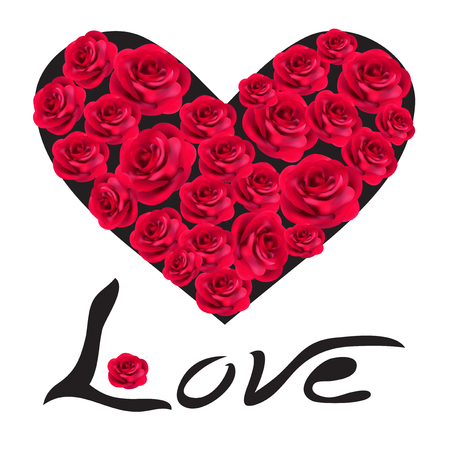 elegant valentine's day invitation with abstract red roses heartのイラスト素材
