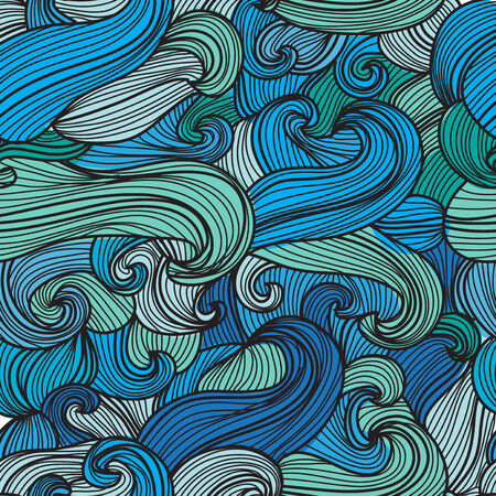 elegant seamless pattern with decorative blue waves, design elementのイラスト素材