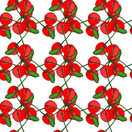 elegant seamless pattern with ripe red cherries, design elementのイラスト素材