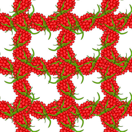elegant seamless pattern with ripe red raspberries, design elementのイラスト素材