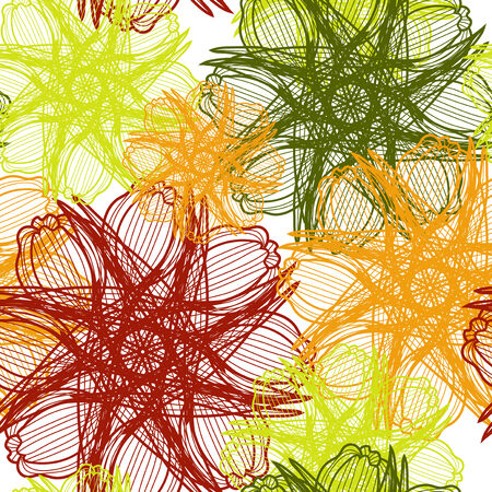 elegant seamless pattern with abstract decorative flowers, design elementのイラスト素材