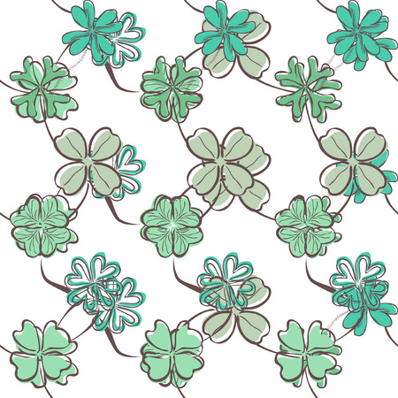 elegant seamless pattern with lucky four leaf clovers, design elementのイラスト素材