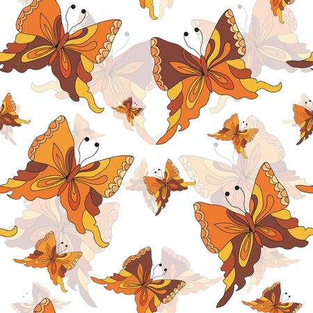 elegant seamless pattern with hand drawn decorative butterflies, design elementのイラスト素材
